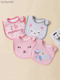 Bibs Burp Cloths Three layer children's and baby bibs U-shaped bibs newborn saliva wipes food saliva wipes three piece setL231125