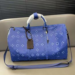 designer duffle bag weekend travel bag Men and women Blue printing Large capacity handbag Classic printedcoated canvas leather handbag 55cm