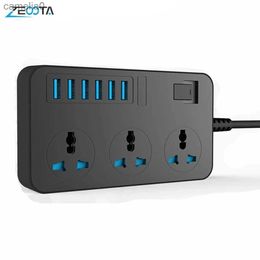 Power Cable Plug Power Strip Smart USB Socket Adapter Surge Protector 3 Way AC Universal Outlets Electrical Plug EU/US UK/AU 2m Extension CordL231125