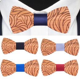 Bow Ties Floral Fashion Mens Wooden Tie Accessory Wedding Party Christmas Gifts Carved Wood Bowtie Neck Wear For Men Women Cravat