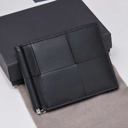 Men designer wallet High quality black leather card holder Cowhide weave money clip Luxury man wallets Korean version Purse