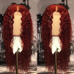 Burgundy Synthetic For Black Women Long Wave Lace Front Wine Red Frontal Hair Heat Fibre Daily Use