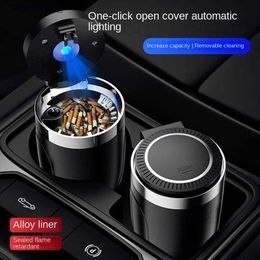 Car Ashtrays Car ashtray Multi-functional creative personality with lid car ashtray with LED lights Car interior accessories supplies Q231125