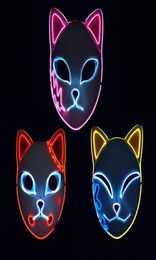 Fox Mask Halloween Party Japanese Anime Cosplay Costume LED Festival Favour Props Face Light Masks DHLa075818106