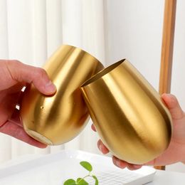 Mugs 500ml Stainless Steel Beer Wine Cup Rose Gold Tumbler Cocktail Juice Milk Metal Drinking Mug for Bar Outdoor Drinkware 231124