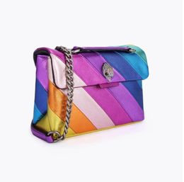 Kurt Geiger Deigner Bag Medium Size Kensington Shoulder Bags Real Leather Handbag Rainbow Micro Fiber Eagle Head Luxury Cross Body Purse with Full