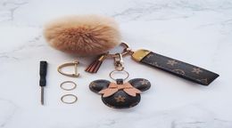 Mouse Design Car Keychain Favour Flower Bag Pendant Charm Jewellery Keyring Holder for Men Women Gift Fashion PU Leather Animal Key C2908886