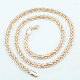 Chains 5mm 6mm Mens Women 585 Rose Gold Colour Braid Wave Necklace 50cm 60cm Jewellery