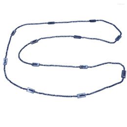 Chains Classic Dark Blue Crystal Long Necklace Fashion Jewellery For Woman And Party