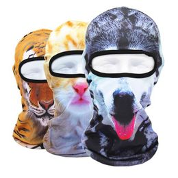 Outdoor Hats 3D Cat Animals Balaclava Motorcycle Breathable AntiUV Full Face Mask Fishing Hiking Tiger Dog Bandana Summer Cycling Headwear 230425