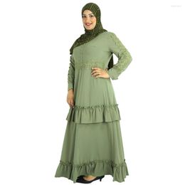 Ethnic Clothing Big Size Latest Green Pleated Fashion Muslim Women Abaya Dresses Turkish Islamic Dubai Luxury Kaftans Vestido Indonesia