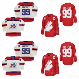 Movie Hockey 99 Wayne Gretzky Jerseys Film Indianapolis Racers College Team Red White Vintage All Stitched Sport University Breathable Pullover HipHop Retire