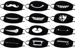 13 Kinds Of Patterns Woman Men Fashion Cartoon Funny Black Cotton Black Mouth Half Face Soft Antifog Antidust Mask3001227