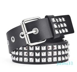 Belts Square Bead Rivet Belt Metal Pyramid Men And Women Punk Hardware Jeans Designer Woman