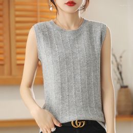 Women's T Shirts Sleeveless Spring Women Pullovers Real Wool Knitting Sweaters Female Woollen Knitwears Ladies Tops
