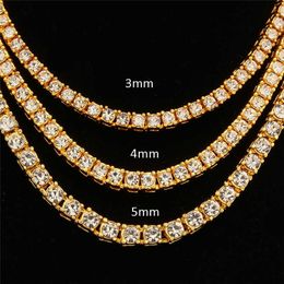 necklace moissanite chain Cubic Zircon 3a Diamond Tennis Chain 2mm 3mm 4mm 925 Sterling Silver Hiphop Tennis Necklace