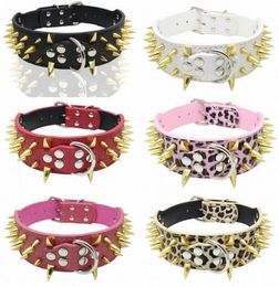 Punk Style Spiked Pet Dog Collar Round Nail Rivet Studded Collar Neck Str yaBM3778834