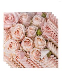 Table Napkin Roses Pink Flowers Napkins Set Soft Handkerchief Wedding Banquet Dinner Decoration Custom