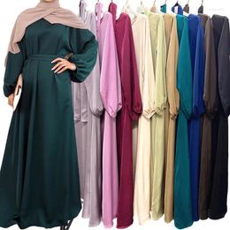 Ethnic Clothing Islamic Women's Elegant Long Sleeve Dresses Kaftan Green Muslim Closed Abaya Dress Dubai Turkey African Woman Modest