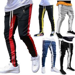 Fashion Mens Sports Pants Slim Fit Patchwork Jogger Pants Drawstring Casual Pants Men Sportwear