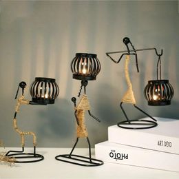 Candle Holders Nordic Metal Candlestick Abstract Character Sculpture Holder Decor Handmade Figurines Home Decoration Art Gift NO