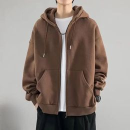 Men's Hoodies Sweatshirts Sweatshirt Autumn Winter Trendy Loose Coat Youth Solid Colour Harajuku Casual Hooded Cardigan For Men 231124