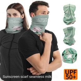 Cycling Caps Masks UPF50 Sunscreen Seamless Scarf Mask Summer Outdoor Sports Fitness Riding Fishing Neck Protection Milk Silk Headscarf Face Mask J230422