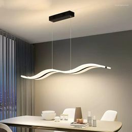 Pendant Lamps Modern LED Wave Light Minimalist Dining Room Long String Hanging Lamp Creative Black White Restaurant Decorative Fixture