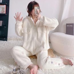 Women's Sleepwear Winter Nightie Pyjamas Female High-End Feather Yarn Clearance Women 2 Pieces Set Pyjamas