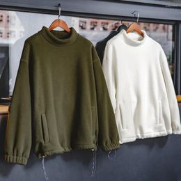 Men's Hoodies Maden 2023 Autumn Winter Casual Oversize Fleece Sweatshirt Green Stand-up Collar Cityboy Loose Pullovers Heavyweight Tops