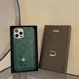 Top Designer Phone Case With Card Holder for iphone 14 pro max case 13 11 12 Pro Shell Letter Embossing 3D Concave Pattern Leather Card Pocket Wallet Mobile Cover