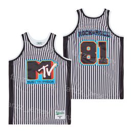 Basketball Movie Music Television MTV Jersey 81 Rock & Roll Shirt Film Retro Black White Pinstripe Team HipHop Breathable Pullover High School For Sport Fans Good