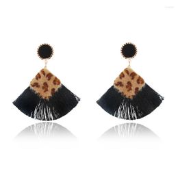 Stud Earrings Trendy Accessories Bohemia Style Sector Leopard Multicolor Silk Thread Tassles For Women Girls Fashion Jewelry