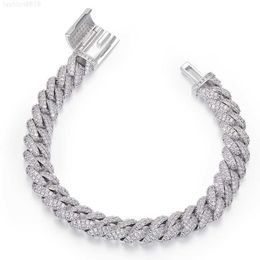 Pushi Fashion Jewellery S925 Sterling Silver Bracelet Zircon Hiphop Cuban Bracelet for Men Women Necklace Jewellery