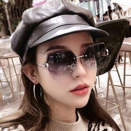 Sunglasses Selling For Women Rimless Cut Edge UV Protection Sun Glasses Woman Metal Leg Male Female Sunglass