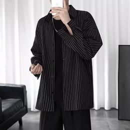 Men's Casual Shirts Fashionable Lapel Tops For Men Button Down Long Sleeve Striped Patterns M 4XL Black/White Spring/Autumn