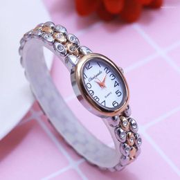 Wristwatches Sdotter 2023 Women Office Ladies Diamond Hand Catenary Quartz College Students Girlfriend Holiday Gift Rose Gold Fashion