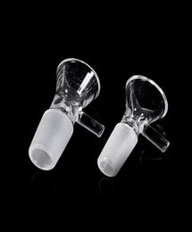 Großhandel hochwertige Glasschüsseln Wasserpfeifen dicke runde Filterschale mit Griff 14 mm 18 mm männliche klare Farbe für Wasserbong-Rauchwerkzeuge auf Lager7911590