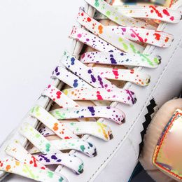 Shoe Parts Accessories Colourful Dot Shoelaces Cartoon Printing Fashion Unisex Flat Laces Hightop Canvas Sneakers Shoelace Sports 231124