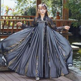 Сценическая ношение древнее китайское сказочное косплей Ханфу для женщин Tang Suit Girl Noble Princess Costume Folk Dance Национальное красное черное платье