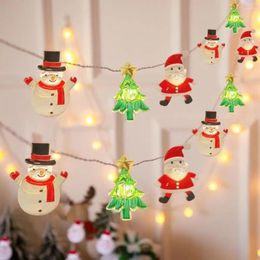 Strings Party Ornament Festive Led String Lights For Christmas Decor Battery Powered Easy To Install Snowman Santa Claus Lamp