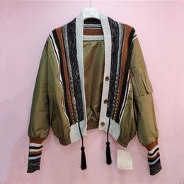 Women's Jackets 2023 Spring Korean Fashion Baseball Uniform Jacket Women Patchworik Loose Tassels Coat Female Boho Outwear High Street