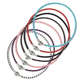 Bangle Silver Colour Leather Rope Single Layer Bracelet Charm Cord For Diy Jewellery Couple Magnetic Clasps Braided Supplies