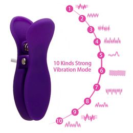 Vibrators 10 Frequency Sex Clitoris Stimulator Toys for Women Breast Massage Vibrating Nipple Clamps 1120