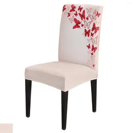 Chair Covers Red White Butterfly Insect Cover Set Kitchen Dining Stretch Spandex Seat Slipcover For Banquet Wedding Party