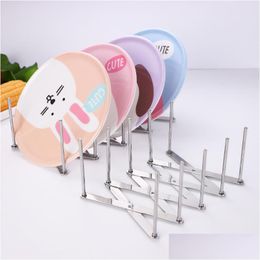 Storage Holders Racks Kitchen Organizer Pot Lid Rack Stainless Steel Spoon Holder Cooking Dish Stand Mtifunctional Wallmounted Hoo Dhace