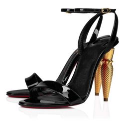 Top Brand 2024S/S Lipstrass Queen Sandals Shoes Patent Leather Women Party Wedding Round Toe Pumps High Heels Lady Gladiator Sandalias EU35-44