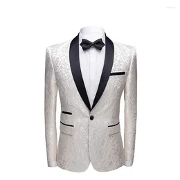 Men's Suits 2023 Fashion Flower Cloth Pattern Suit Business Casual Wedding Dress
