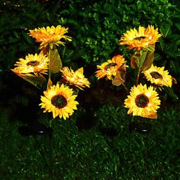 Ground Stake Light IP65 Waterproof LED Solar Sunflowers Lights Automatic On/off Powered Garden Decorative Landscape Lamp