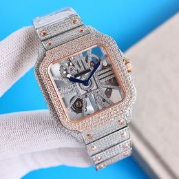 Hollow Out Diamond Watch Men Quartz Movement 39.8mm Waterproof Bracelet Sapphire Business Wristwatch Stainless Steel 904L Wristwatch Montre de Luxe